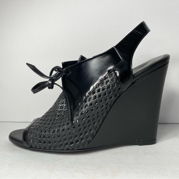Balenciaga open toe perforated wedge sandals black 38.5 - Picture 2 of 9